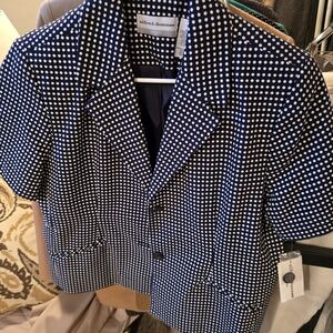 Alfred Dunner Blue and White Polka Dot Jacket